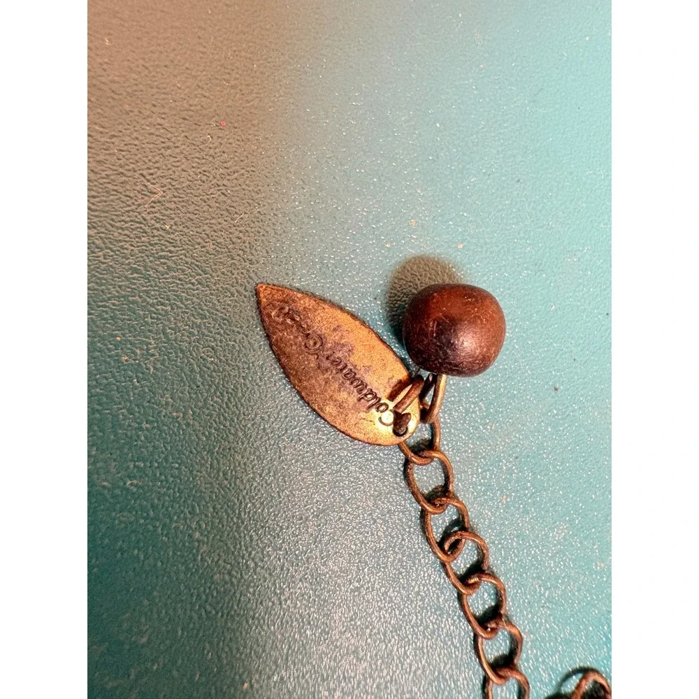 Coldwater Creek Red Seed Bead Chunky Brown Wood Multistrand Statement Necklace